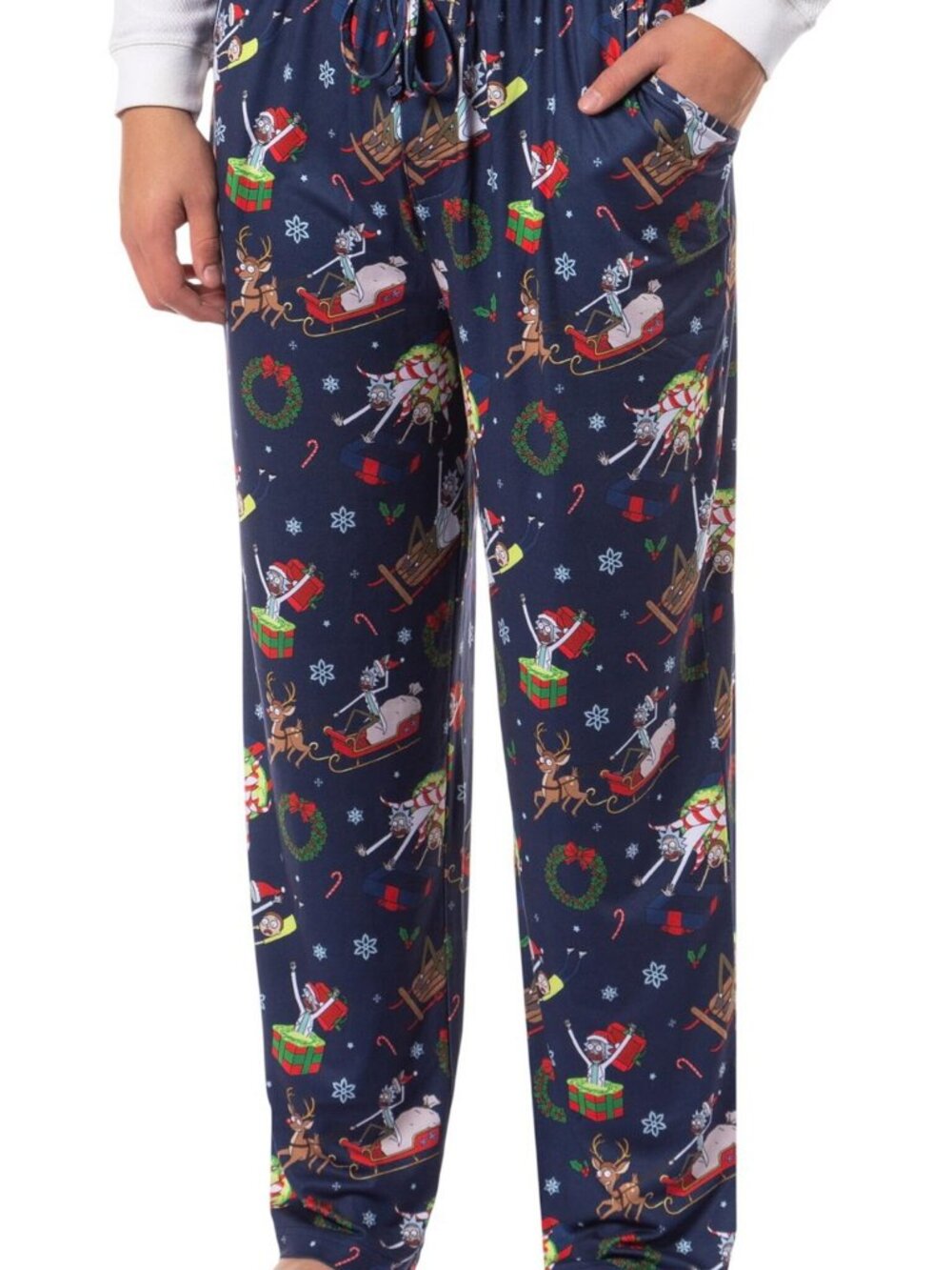 NWT Intimo Morty Mens Christmas Sleep Tossed Print Pajama Pants Blue Multi XL
